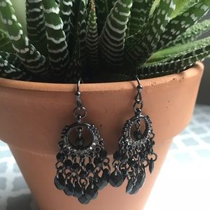 Black bead drop earrings